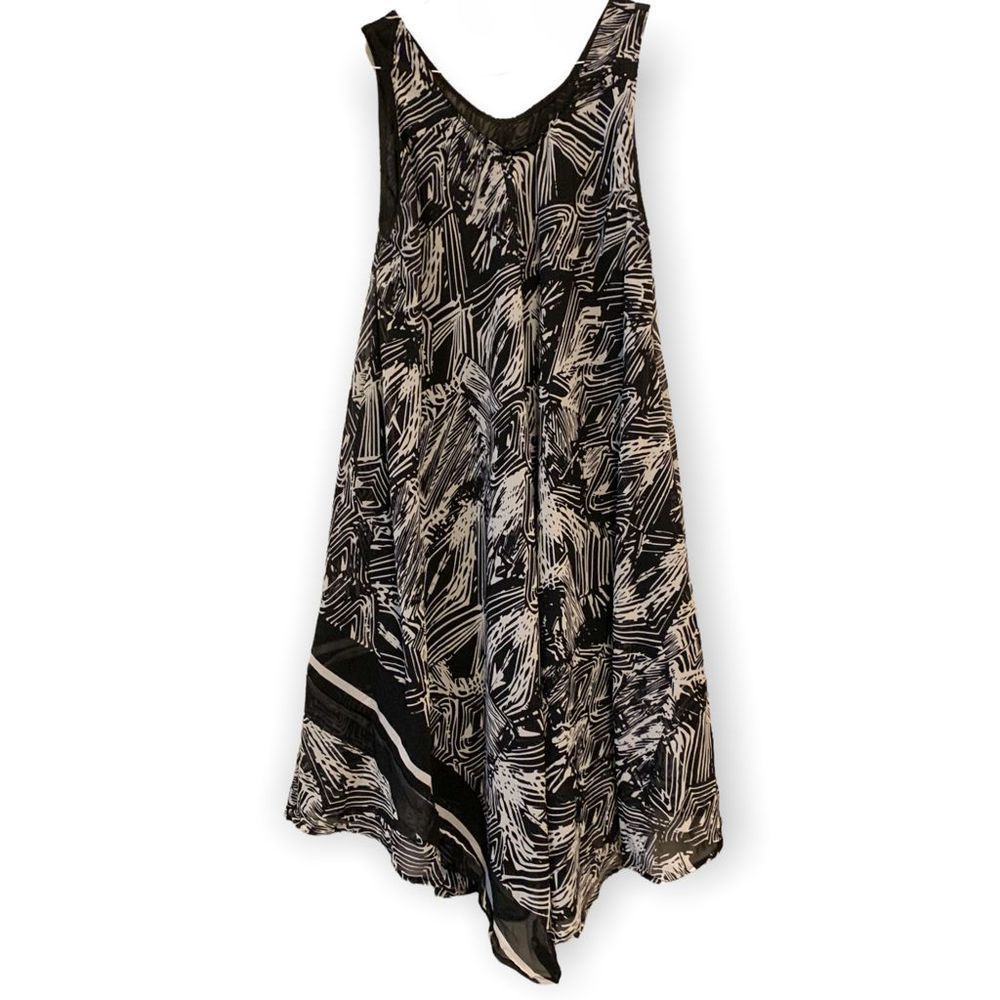 Ana & Kate Black/Cream Sleeveless Pockets Dress OS (K-024)